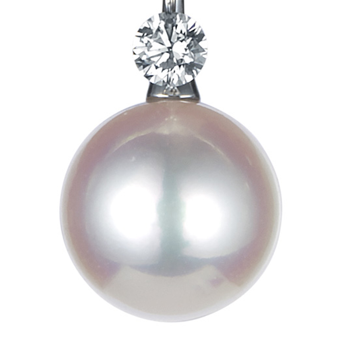 オーロラ天女 花珠真珠 1粒ダイヤ ペンダントネックレス  プラチナ製  0.08ct（9ミリ以上【9.5ミリ以上も有】無調色タイプも有）2枚目