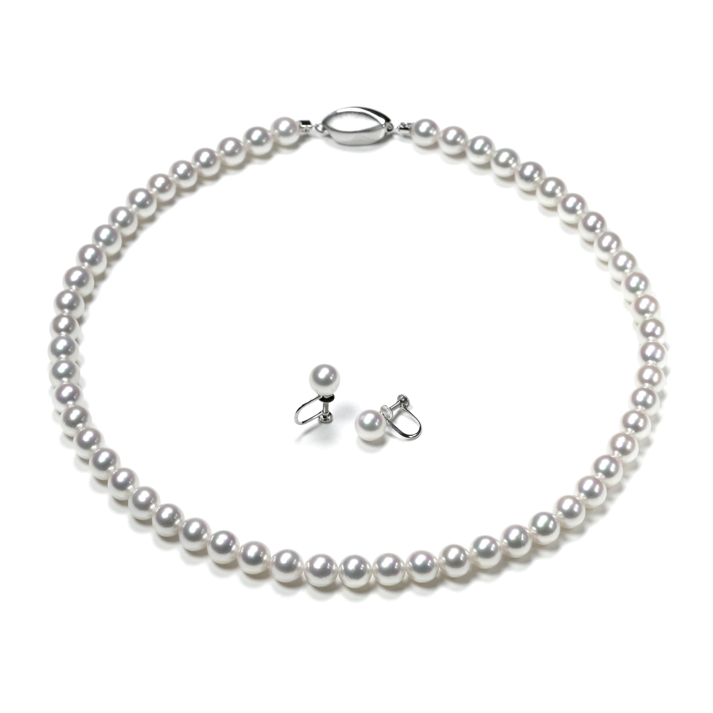 オーロラ花珠真珠ネックレスセット（7-7.5ミリ 色の選択可能・特選品 