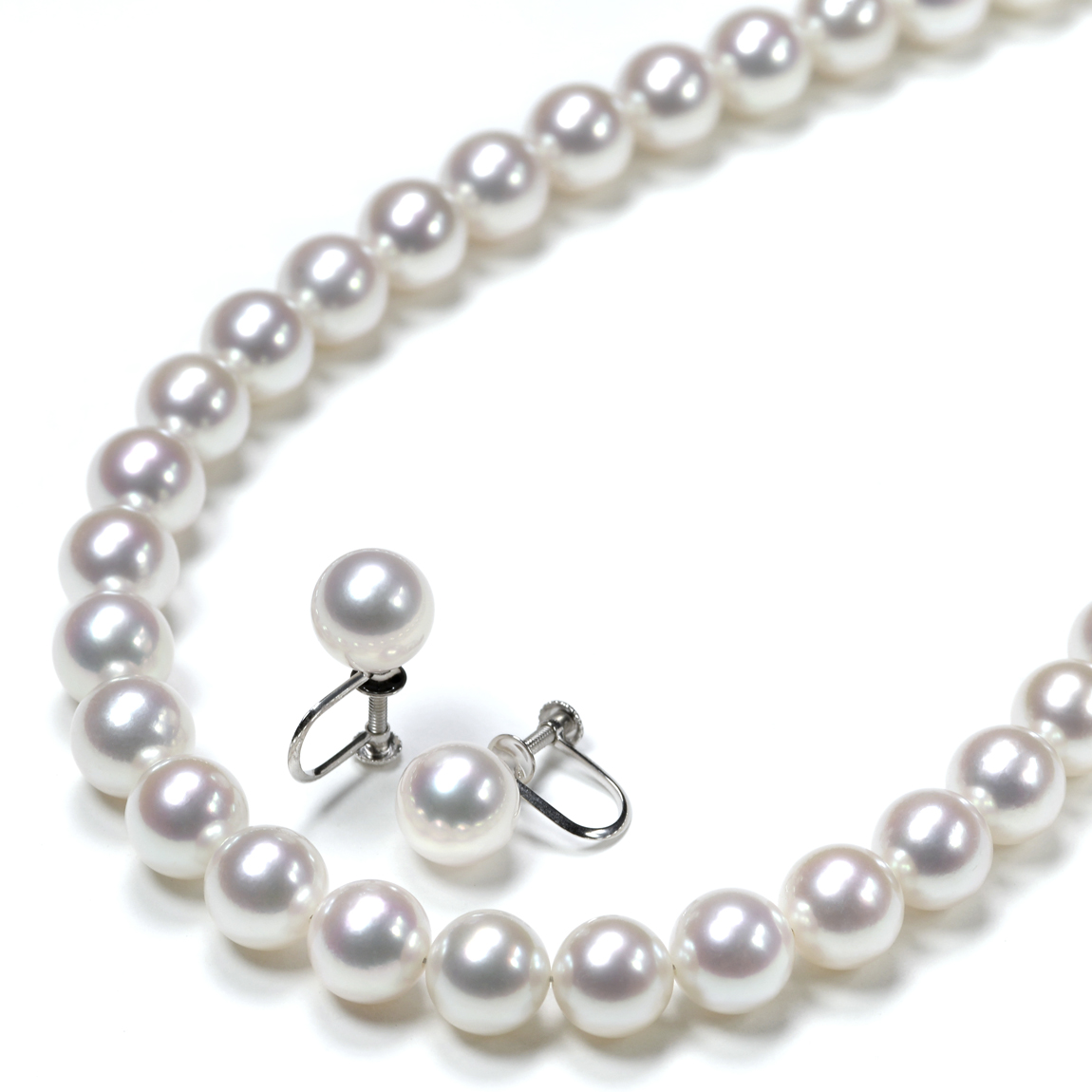 オーロラ花珠真珠ネックレスセット（8-8.5ミリ 無調色タイプのみ有・特選品）2枚目