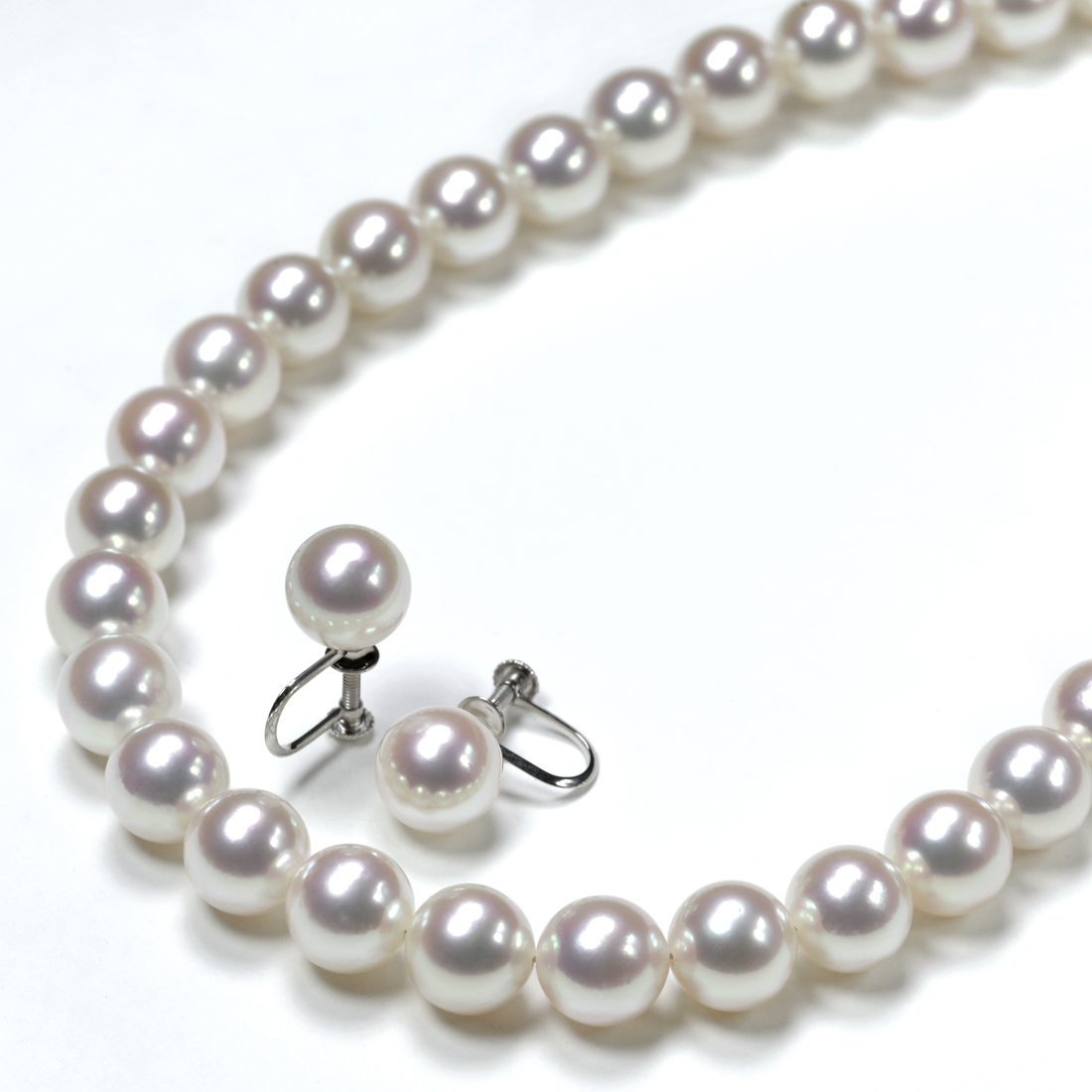 オーロラ花珠真珠ネックレスセット（8.5-9ミリ 無調色タイプも有・特選品）2枚目