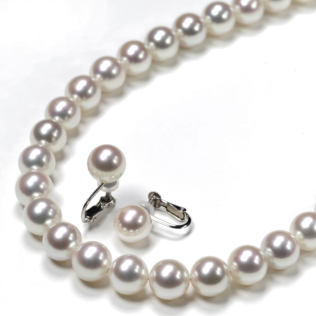 オーロラ花珠真珠ネックレスセット（9-9.5ミリ 無調色タイプも有・特選品）2枚目