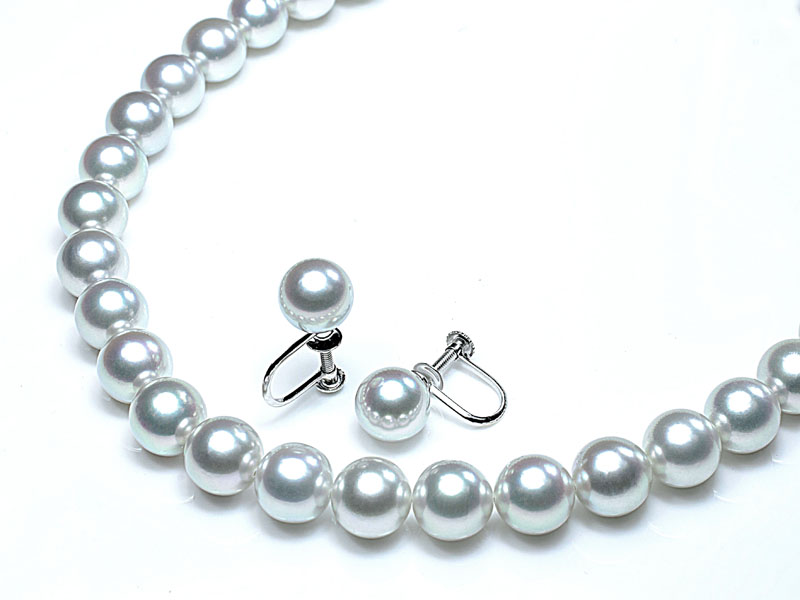 オーロラ真多麻真珠 ネックレス 2点セット（7.5～8ミリ 色の選択可能）