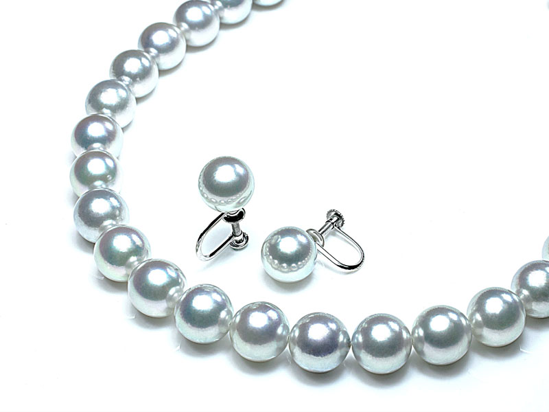 オーロラ真多麻真珠 ネックレス 2点セット（8.5～9ミリ  色の選択可能）