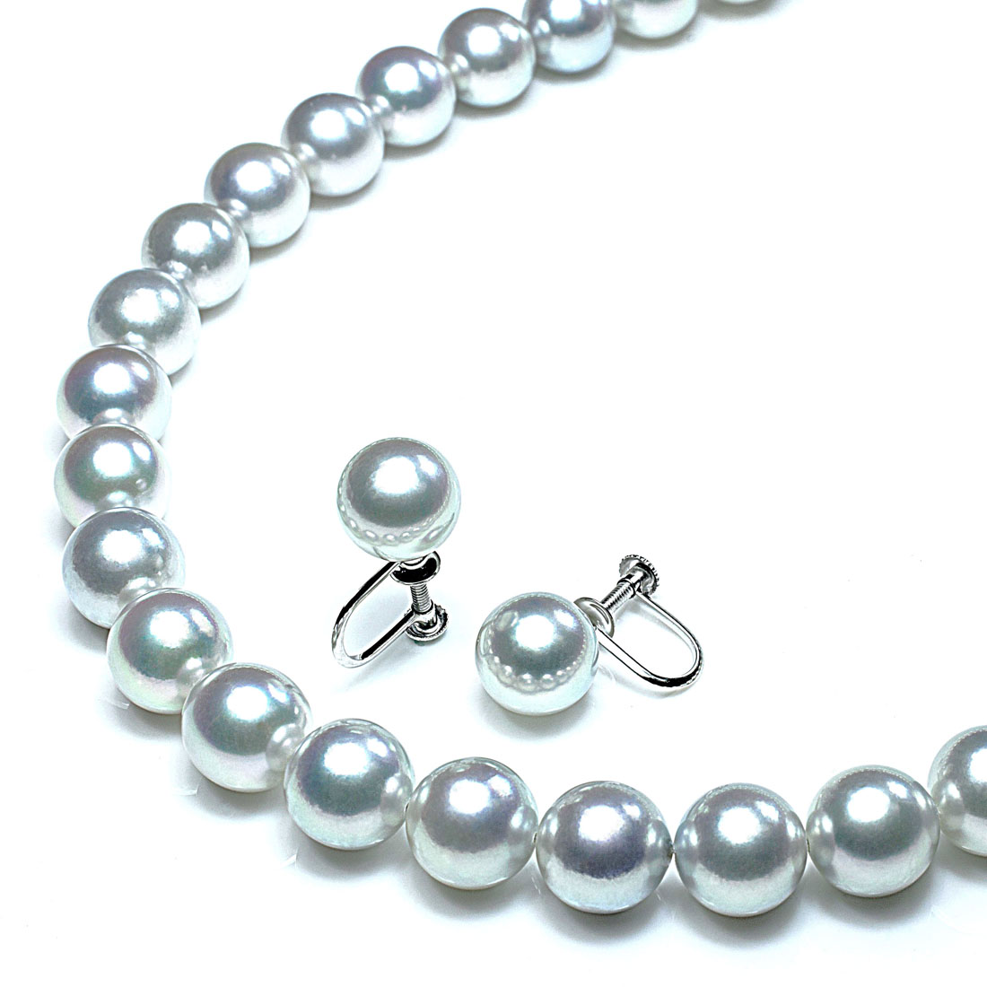 オーロラ真多麻真珠 ネックレス 2点セット（8.5～9ミリ 色の選択可能 
