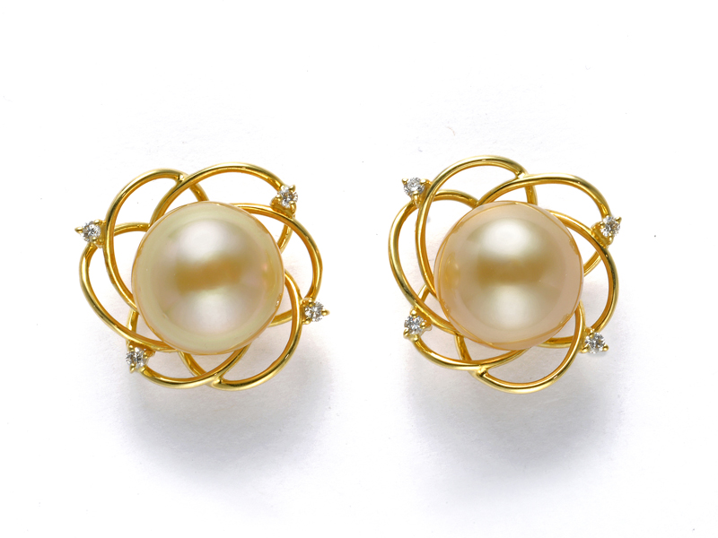 人気セールSALEJ◇K18 豪華！大粒パール 13ミリ イヤリング イエローゴールド 18金 真珠 クリップ式 Yellow Gold Pearl earrings 真珠