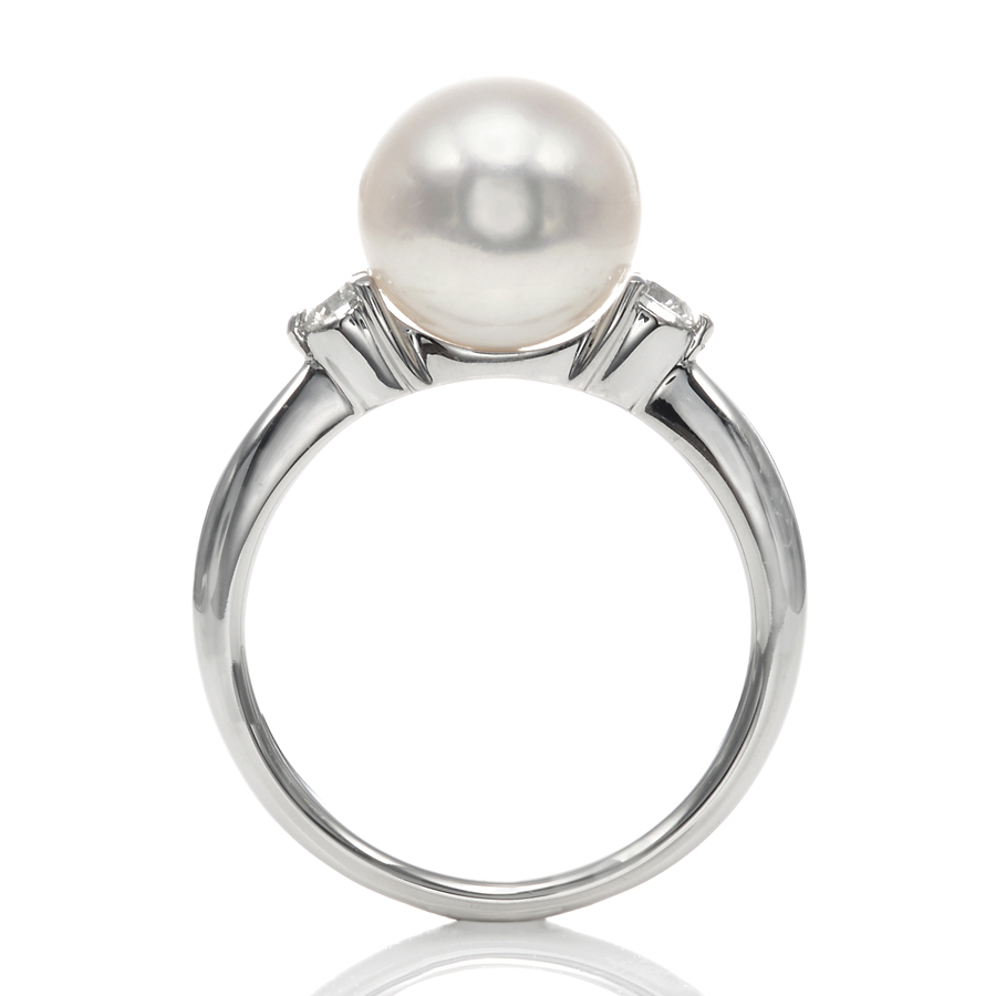 プラチナ オーロラ天女 花珠真珠リング(指輪)　（9ミリ以上[9.5ミリ以上も有]・プラチナ900　ダイヤ合計0.15カラット）5枚目