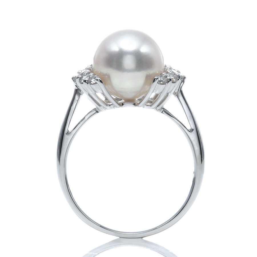 プラチナ オーロラ天女 花珠真珠リング(指輪)（9ミリ以上[9.5ミリ以上 