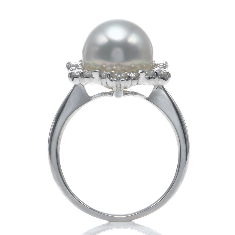 プラチナ 真多麻真珠 ダイヤモンド リング(指輪)（10.1ミリ・プラチナ 