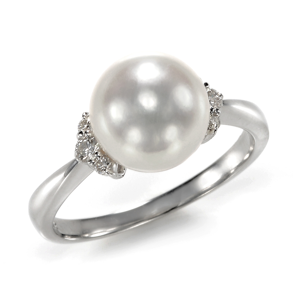 オーロラ花珠真珠リング(指輪)（9ミリ以上【9.5ミリ以上も有】無調色・プラチナ900 ダイヤ合計0.12カラット）3枚目
