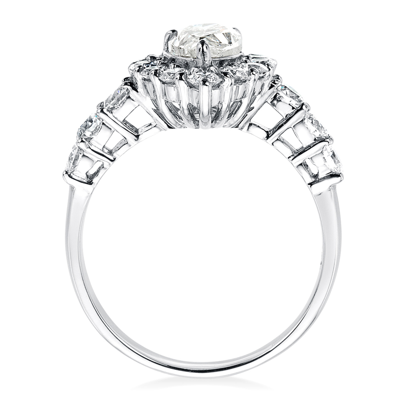 プラチナ ダイヤモンド リング （中石1.014ct 脇石1.03ct・SI-2クラス Lカラー ペアシェイプカット）7枚目