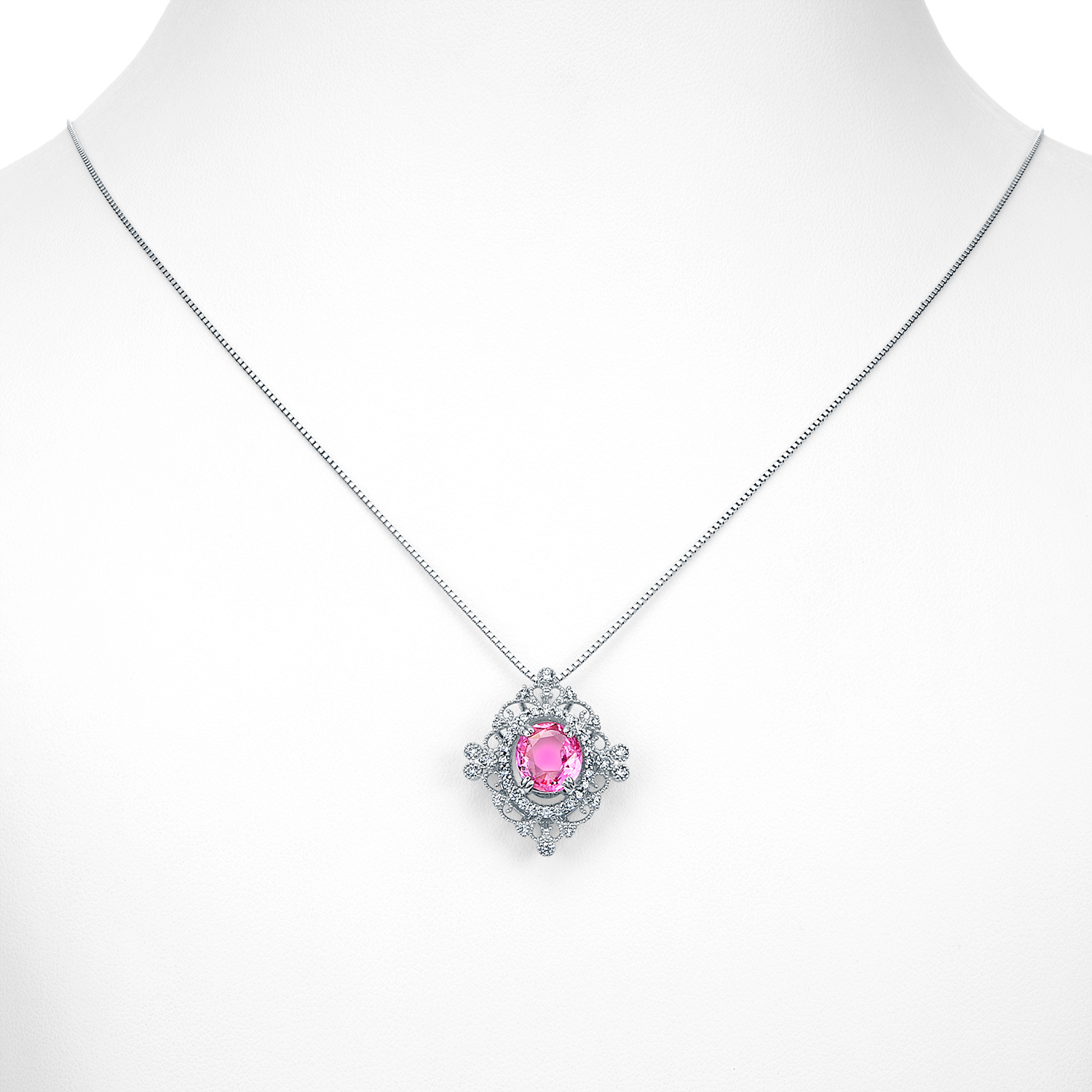 プラチナ パパラチャ ダイヤモンド ネックレス（PS 1.57ct D0.27ct・GIA オレンジィピンク）5枚目