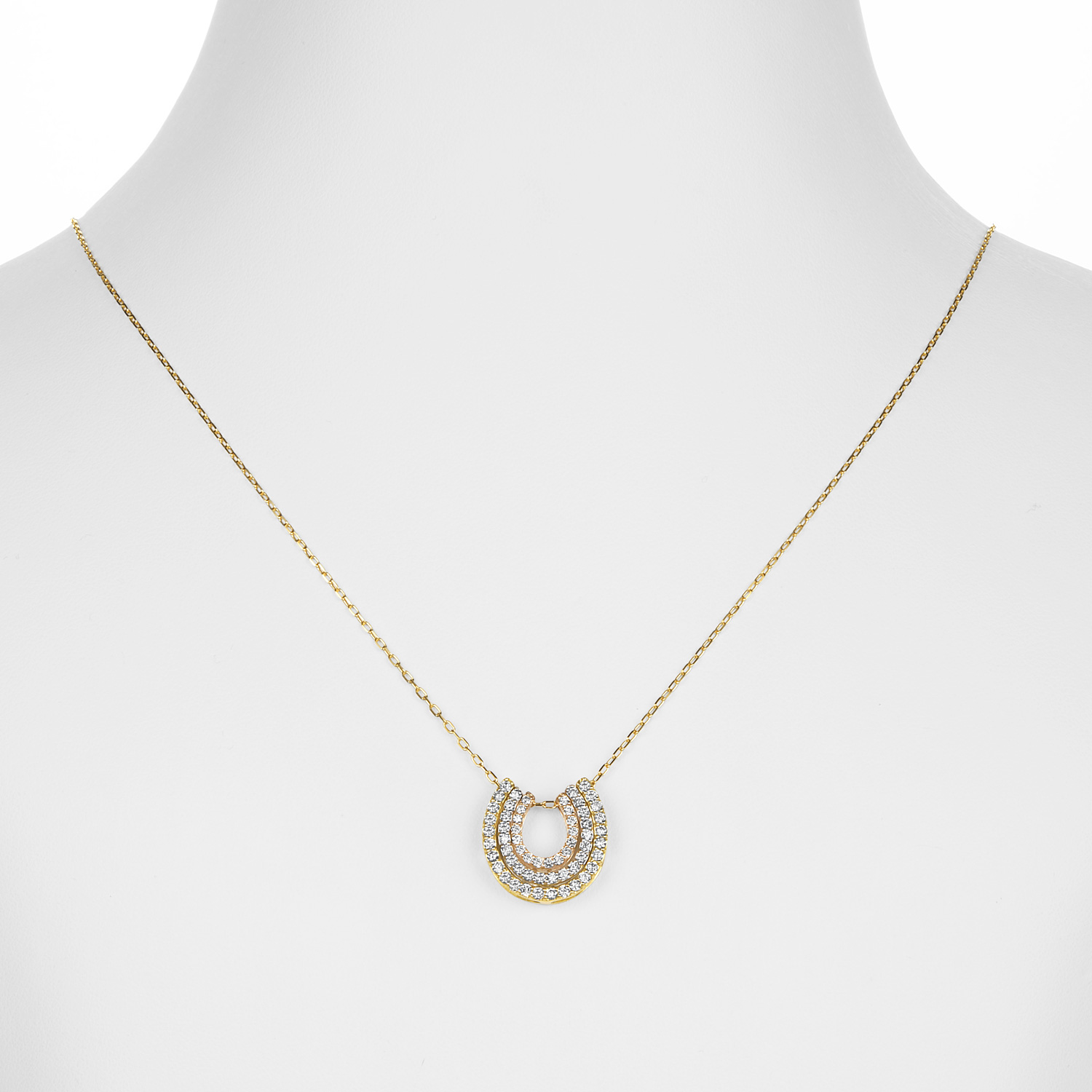 K18スリーカラー ダイヤモンド　馬蹄（ホースシュー）ネックレス（合計0.60ct）10枚目