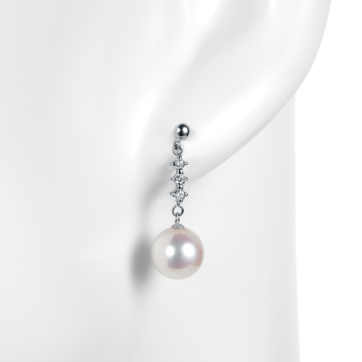 追加オプション プラチナ製 オーロラ天女真珠 ダイヤモンド ピアス 合計0.12ct（ネックレスの余り珠を使用）5枚目
