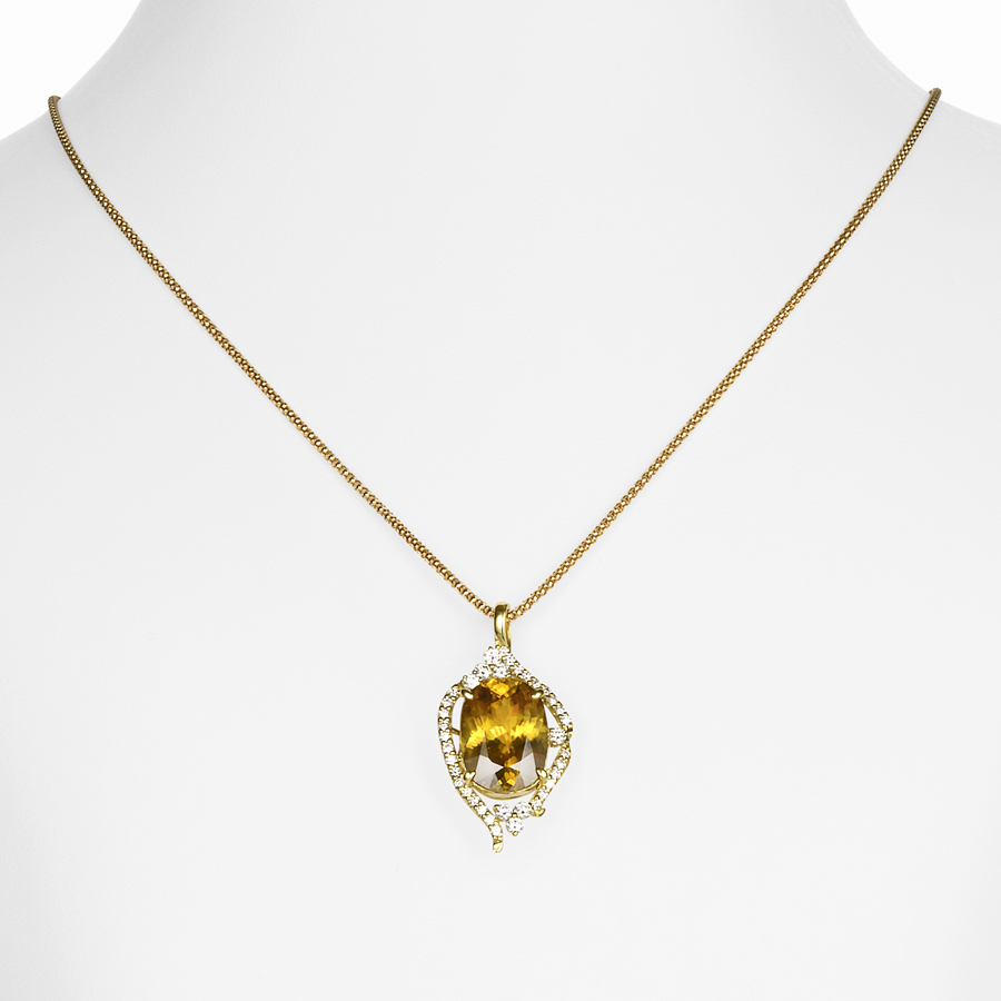 K18 スフェーン ダイヤモンド ネックレス(S10.86ct D0.40ct)8枚目