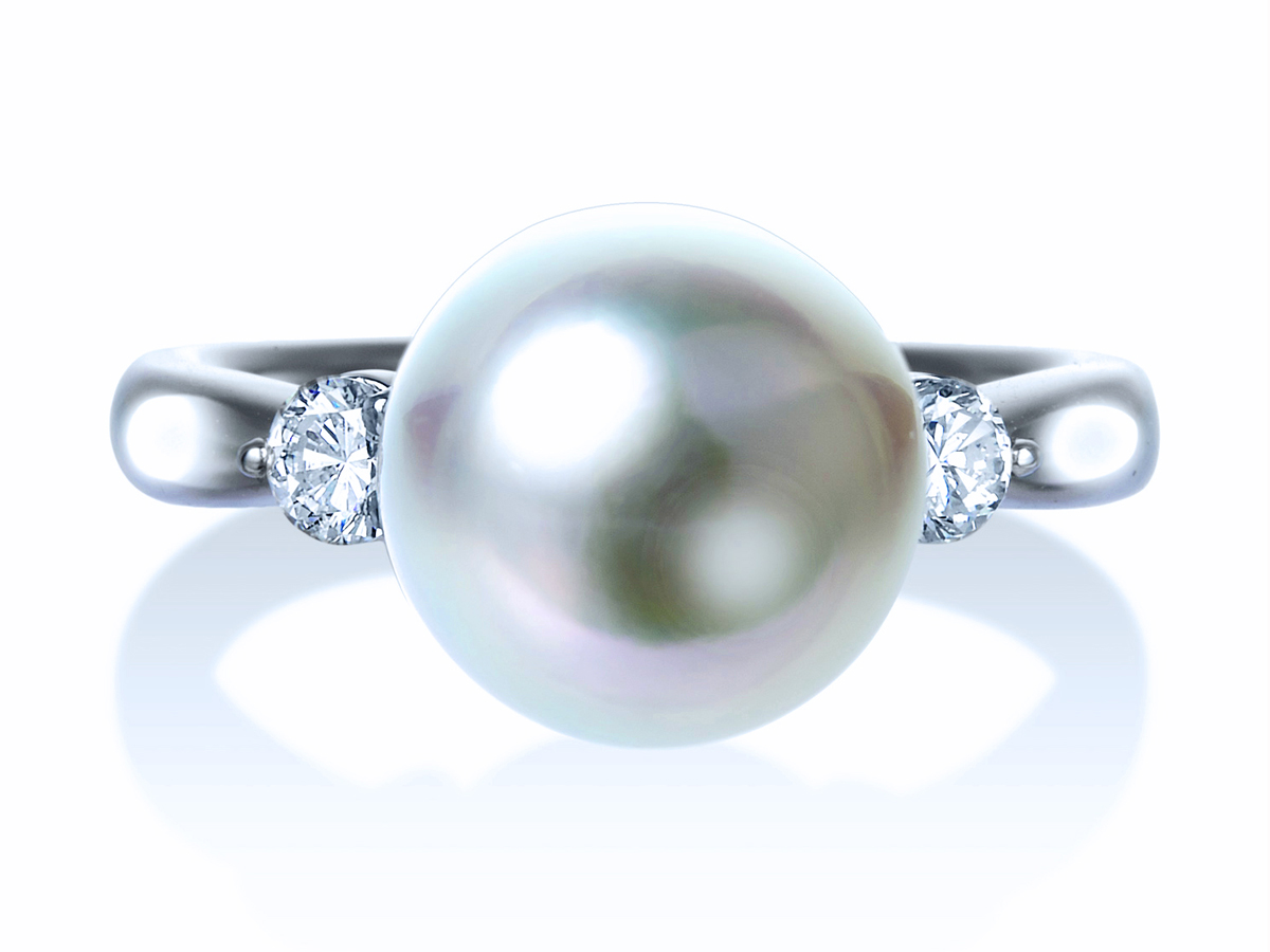 プラチナ 真多麻真珠 ダイヤモンド リング(指輪)（9.5ミリ以上[10ミリ 