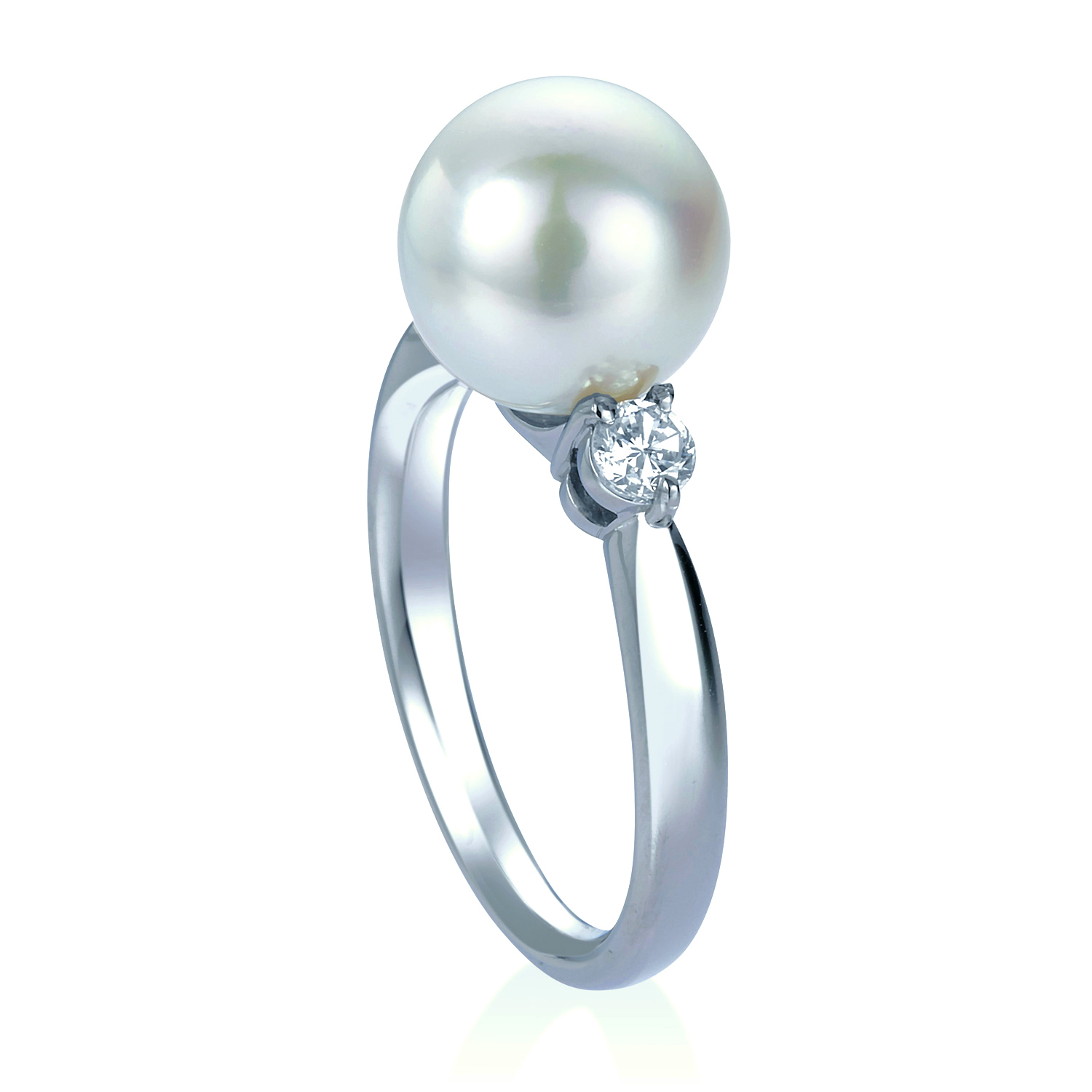 プラチナ 真多麻真珠 ダイヤモンド リング(指輪)（9ミリ以上[9.5ミリ 