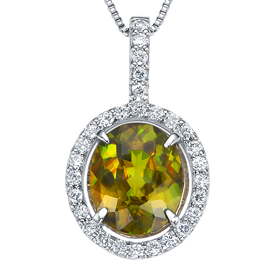 ダイヤモンド×スフェーン ネックレス Pt900 1.17ct 0.12ct - ネックレス