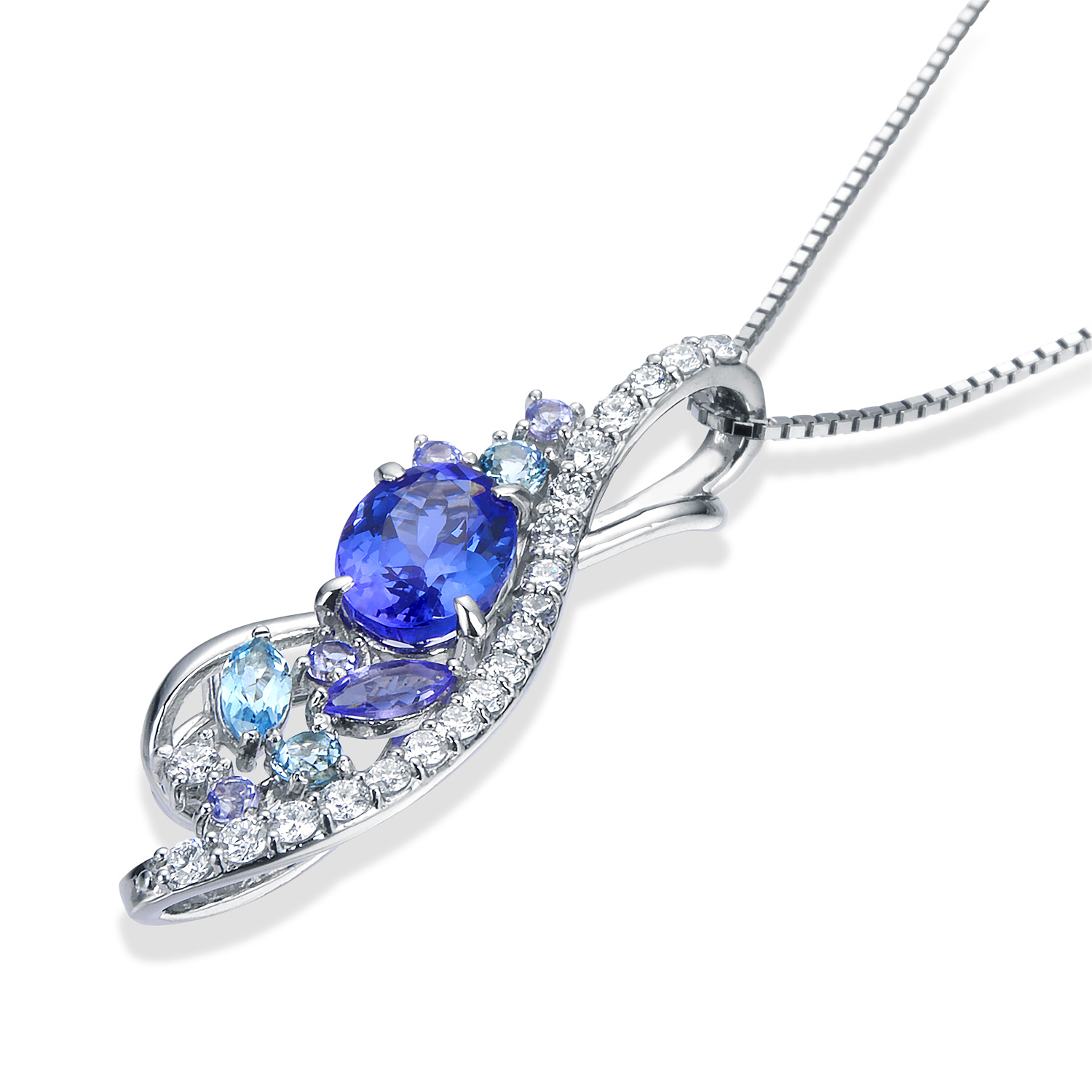 プラチナ タンザナイト ダイヤモンド ネックレス（T0.92ct0.14ct BT0 ...