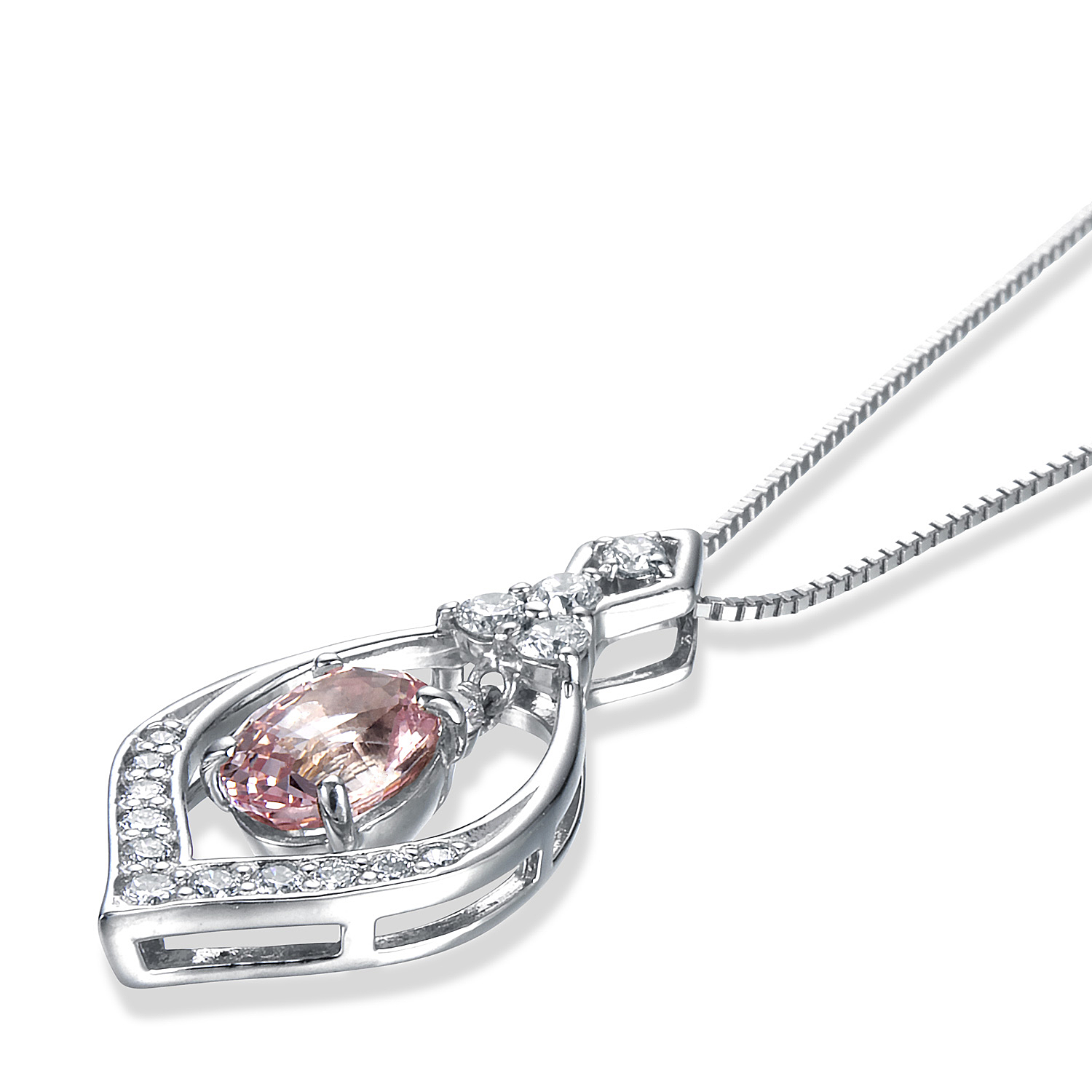 プラチナ パパラチャ ダイヤモンド ネックレス（PS 1.203ct D0.32ct・非加熱）4枚目