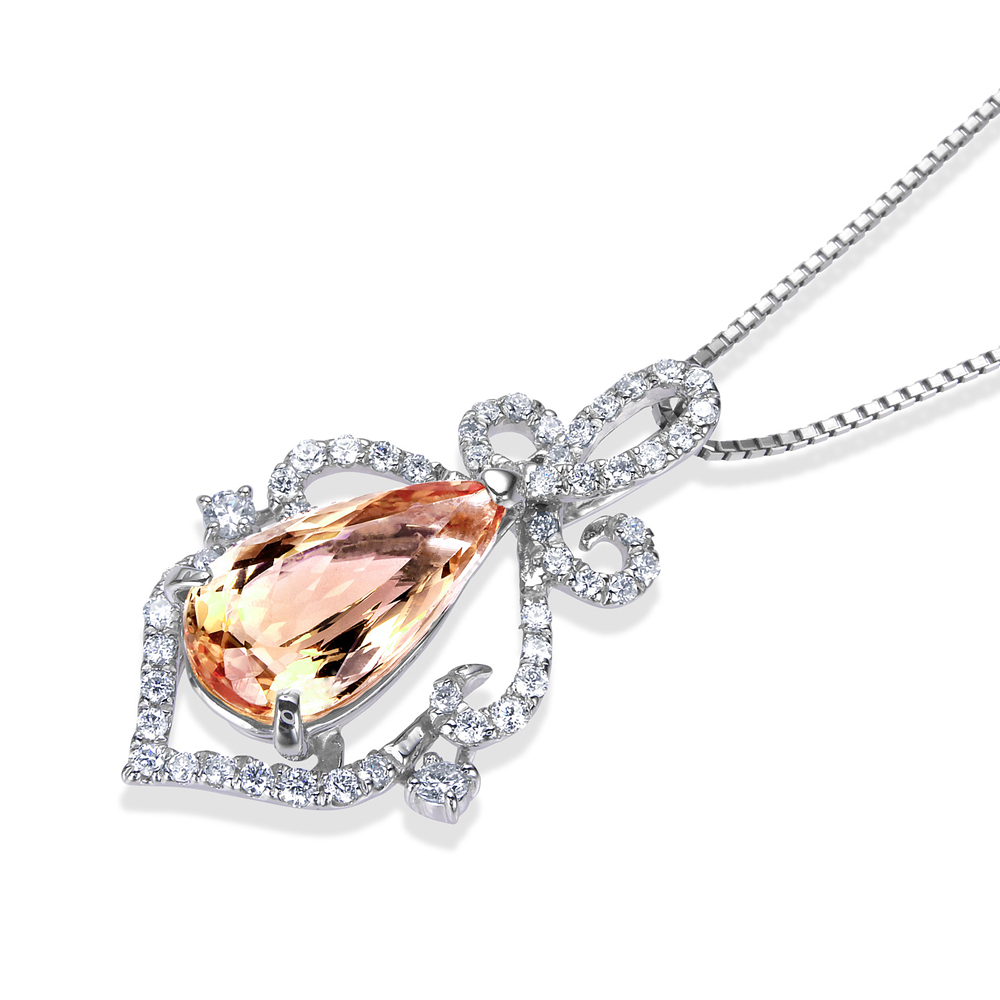 プラチナ インペリアルトパーズ ダイヤモンド ネックレス（IT 2.66ct D