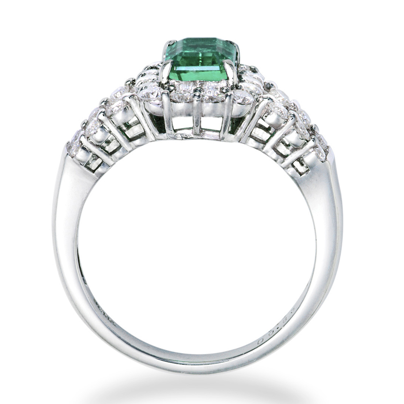 コロンビア産 エメラルドリング （E1.08ct D0.85ct・ノンオイル無処理） | 真珠卸 ダイヤモンド直輸入 光栄トレーディング｜京都