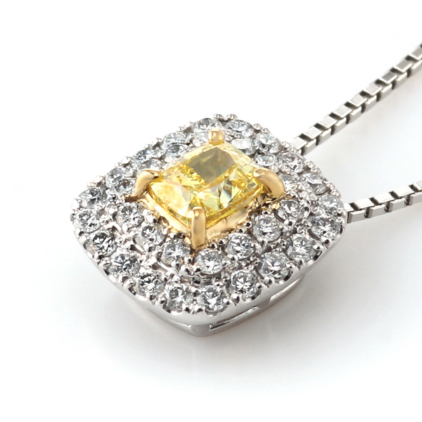 プラチナ ダイヤモンド ネックレス（D0.352ct D0.27ct・FANCY VIVID YELLOW  VVS-2）2枚目