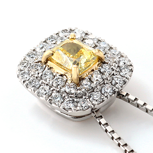 プラチナ ダイヤモンド ネックレス（D0.352ct D0.27ct・FANCY VIVID YELLOW  VVS-2）4枚目