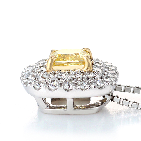 プラチナ ダイヤモンド ネックレス（D0.352ct D0.27ct・FANCY VIVID YELLOW  VVS-2）5枚目