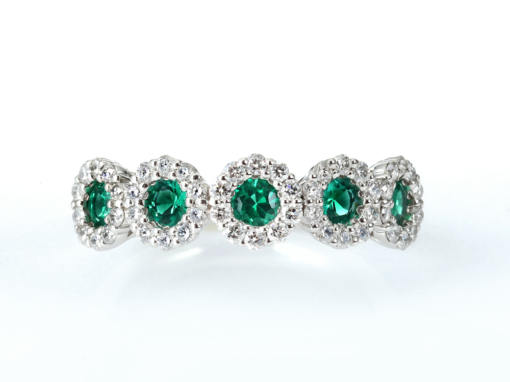 プラチナ エメラルド ダイヤモンド リング（EM0.36ct D0.50ct・最上級）