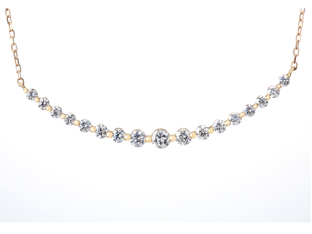 ダイヤモンド ライン ネックレス（合計1.0ct・K18イエローゴールドタイプ）