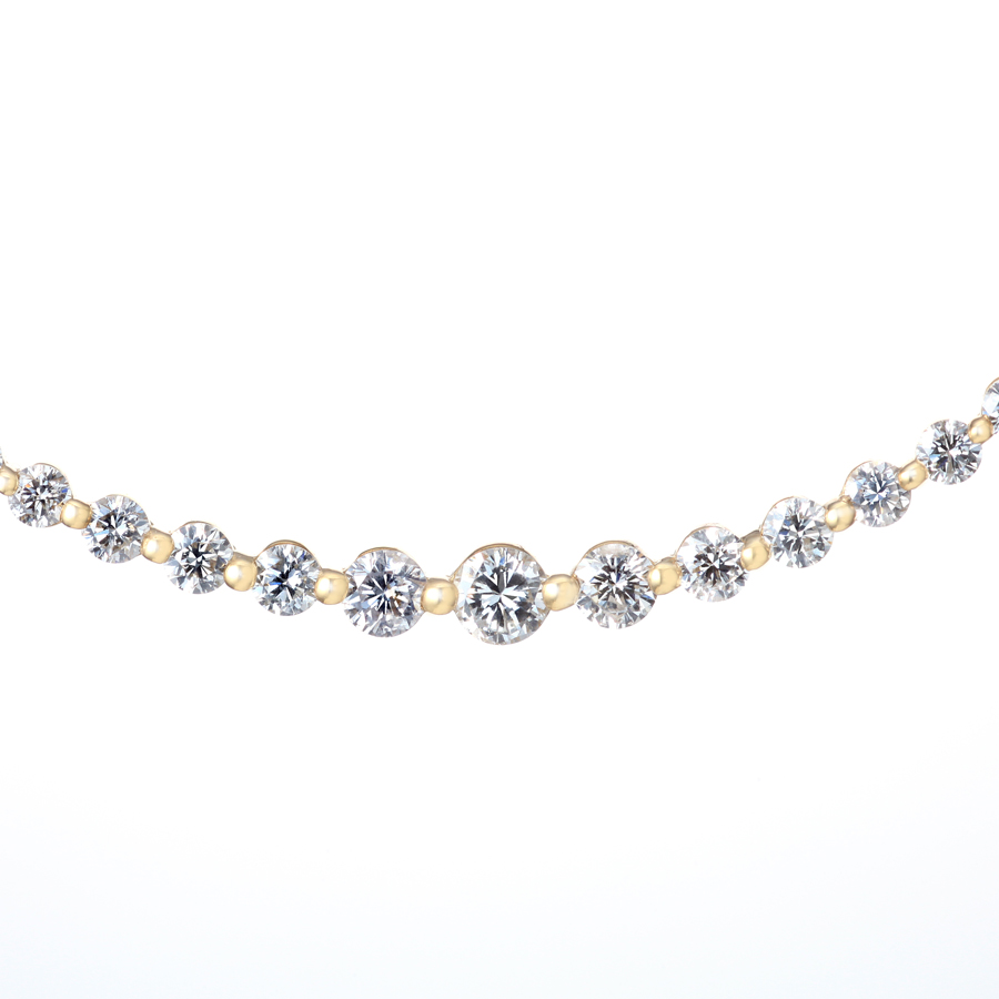 ダイヤモンド ライン ネックレス（合計1.0ct・K18イエローゴールドタイプ）2枚目