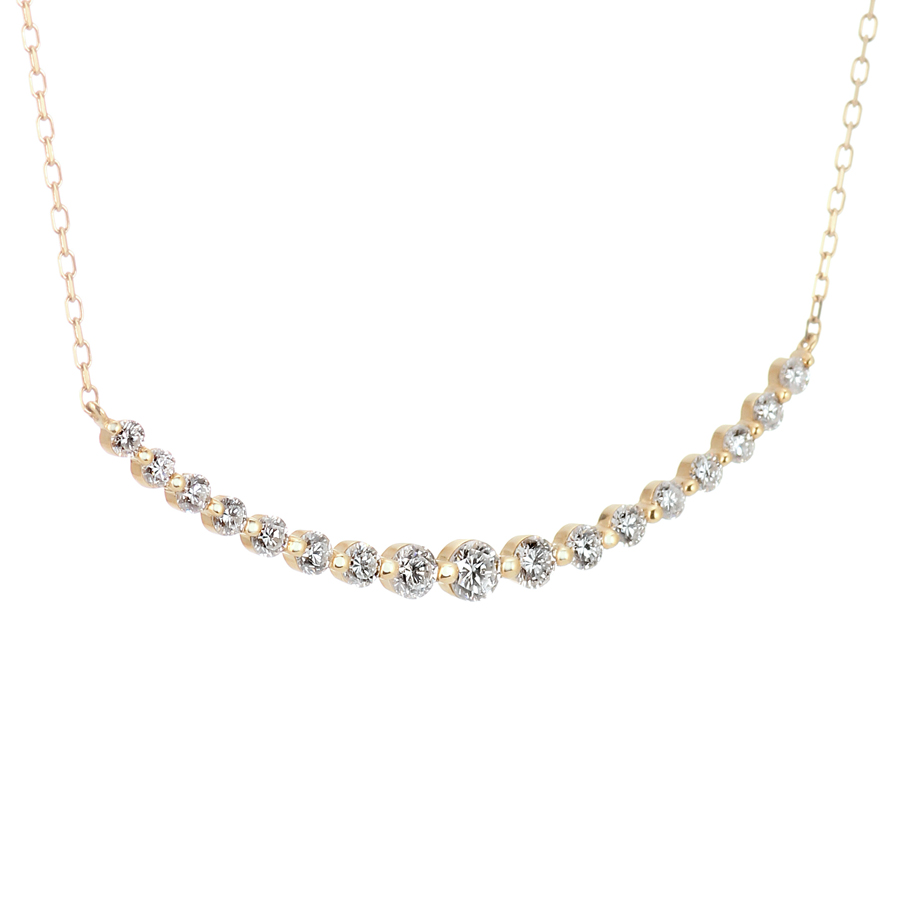 ダイヤモンド ライン ネックレス（合計1.0ct・K18イエローゴールドタイプ）4枚目