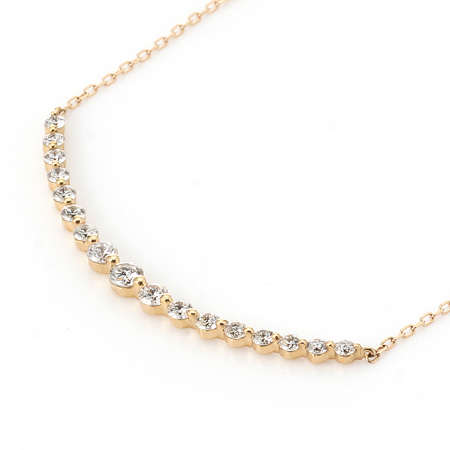 ダイヤモンド ライン ネックレス（合計1.0ct・K18イエローゴールドタイプ）6枚目