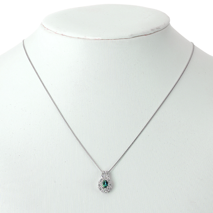 プラチナ アレキサンドライト ダイヤモンド ペンダントネックレス（AL0.28ct D0.51ct・最上級）10枚目