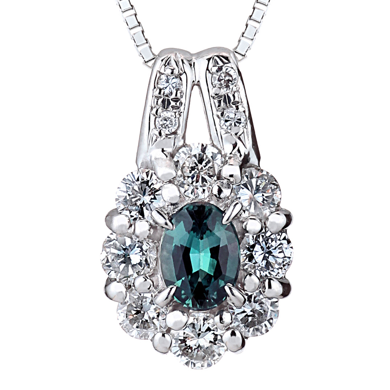 プラチナ アレキサンドライト ダイヤモンド ペンダントネックレス（AL0.28ct D0.51ct・最上級）2枚目