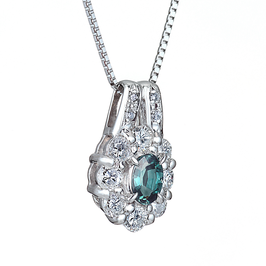 プラチナ アレキサンドライト ダイヤモンド ペンダントネックレス（AL0.28ct D0.51ct・最上級）5枚目