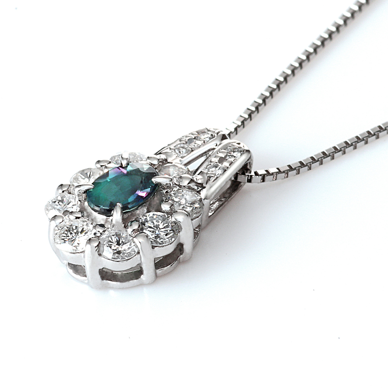 プラチナ アレキサンドライト ダイヤモンド ペンダントネックレス（AL0.28ct D0.51ct・最上級）6枚目