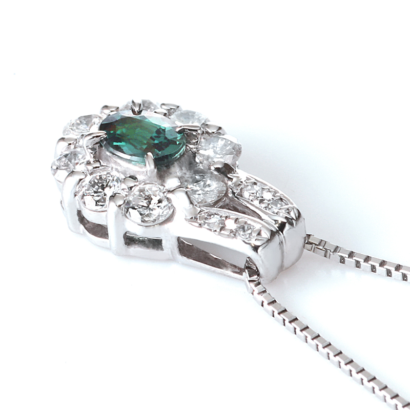 プラチナ アレキサンドライト ダイヤモンド ペンダントネックレス（AL0.28ct D0.51ct・最上級）7枚目
