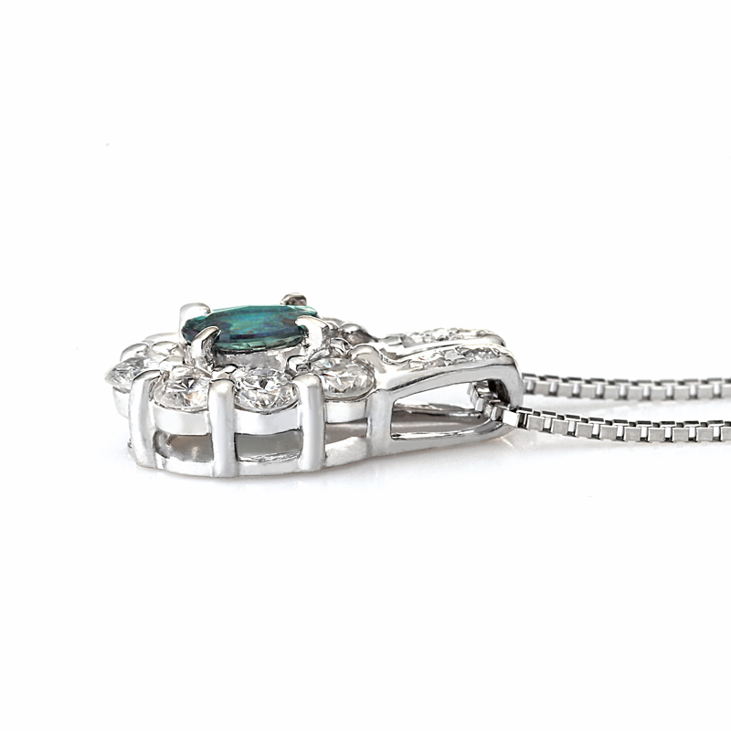プラチナ アレキサンドライト ダイヤモンド ペンダントネックレス（AL0.28ct D0.51ct・最上級）8枚目