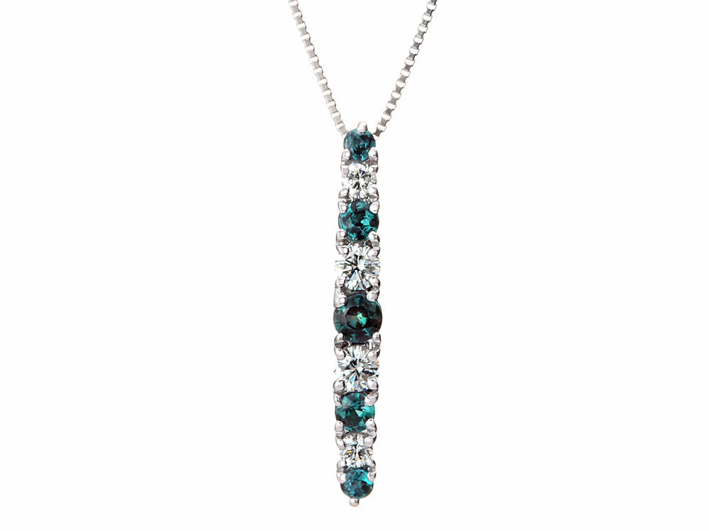 プラチナ アレキサンドライト ダイヤモンド ペンダントネックレス（AL0.28ct D0.18ct）