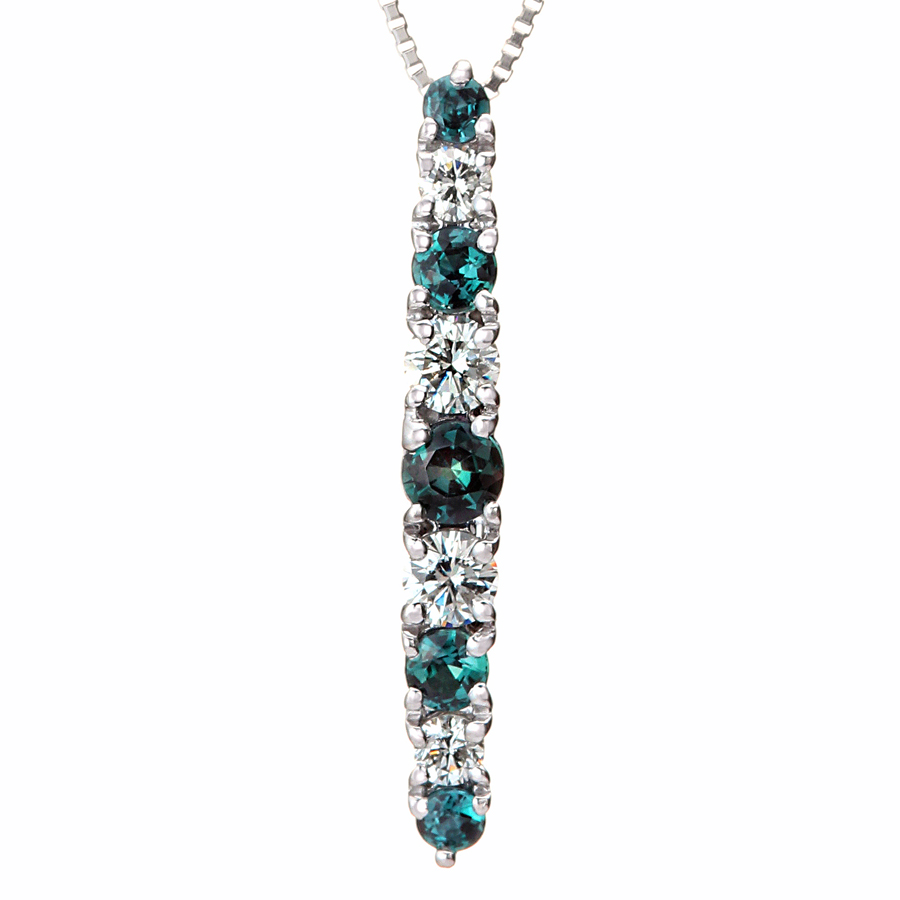 プラチナ アレキサンドライト ダイヤモンド ペンダントネックレス（AL0.28ct D0.18ct）2枚目