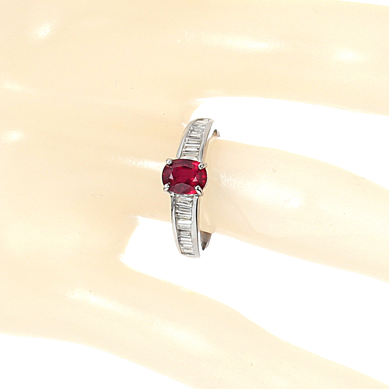 プラチナ ルビー ダイヤモンド リング（R1.07ct D0.37ct・非加熱 ピジョンブラッド）10枚目