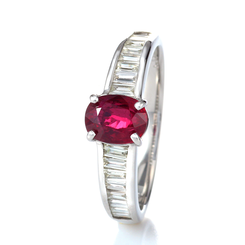 プラチナ ルビー ダイヤモンド リング（R1.07ct D0.37ct・非加熱 ピジョンブラッド）4枚目