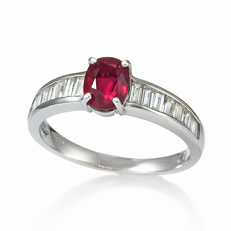 プラチナ ルビー ダイヤモンド リング（R1.07ct D0.37ct・非加熱 ピジョンブラッド）5枚目