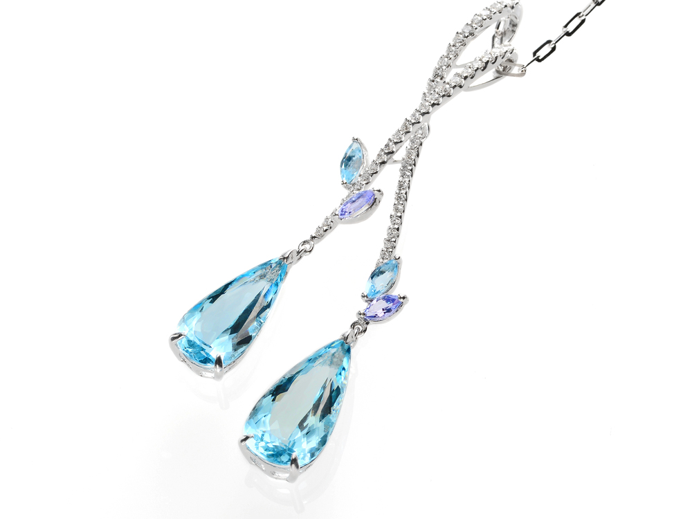 プラチナ アクアマリン ダイヤモンド ペンダント（AQ1.72ct＋1.53ct D0.23ct）