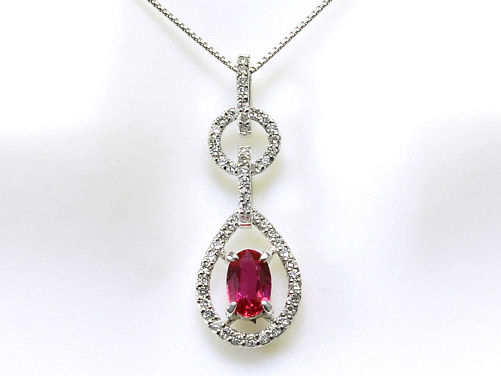 プラチナ ルビー ダイヤモンド ネックレス（R 0.616ct D0.27ct・非加熱）