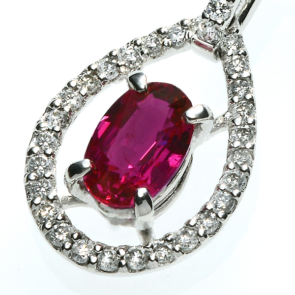 プラチナ ルビー ダイヤモンド ネックレス（R 0.616ct D0.27ct・非加熱）2枚目