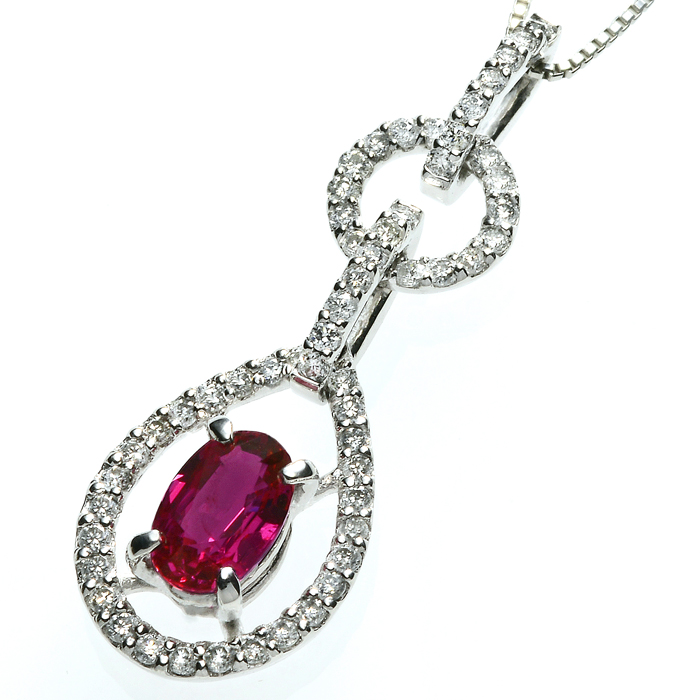 プラチナ ルビー ダイヤモンド ネックレス（R 0.616ct D0.27ct・非加熱）4枚目