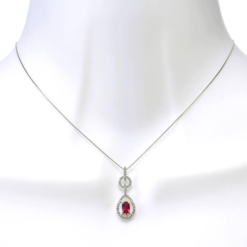プラチナ ルビー ダイヤモンド ネックレス（R 0.616ct D0.27ct・非加熱）6枚目