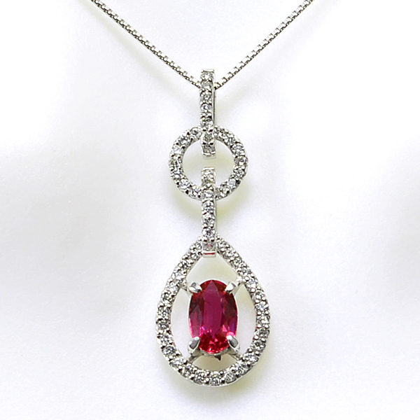プラチナ ルビー ダイヤモンド ネックレス（R 0.616ct D0.27ct・非加熱）7枚目